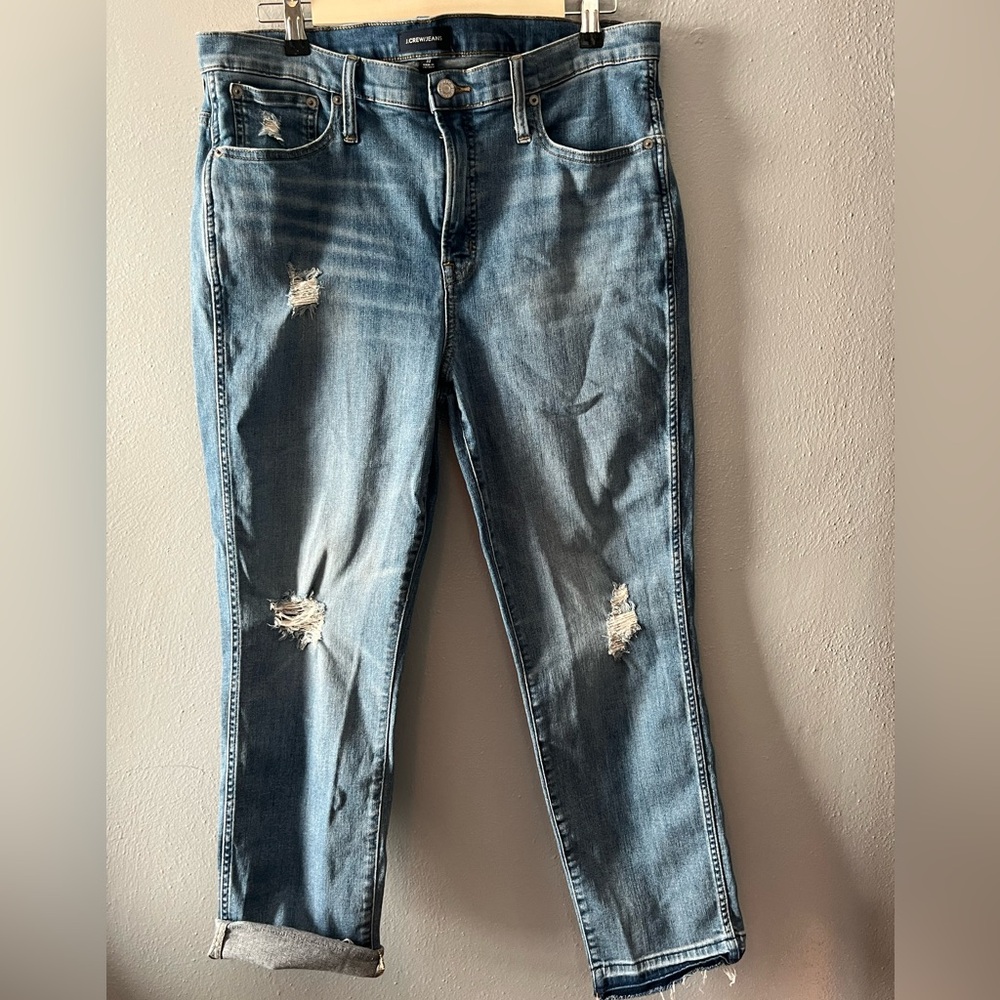 J. Crew Vintage Straight Distressed Medium Wash Jeans Size 32